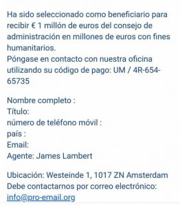 El bulo del millón de euros de James Lambert