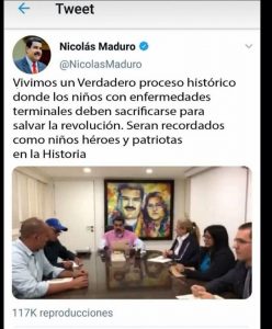El tuit falso de Maduro que sacrifica a niños terminales