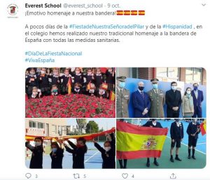 Niños con banderas "de un colegio público de Rota" que son de uno privado de Pozuelo