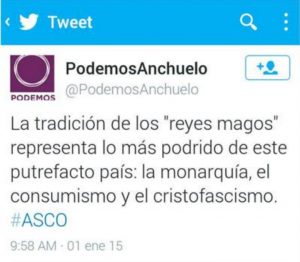 El bulo de Podemos contra los Reyes Magos por ser una "tradición podrida y cristofascista"