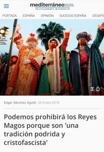 El bulo de Podemos contra los Reyes Magos por ser una "tradición podrida y cristofascista"