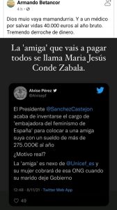 El sueldo de María Jesús Conde Zabala