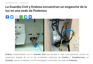 El presunto enganche ilegal de luz en una sede de Podemos que se publica todos los años