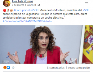 El bulo sobre comprar un coche eléctrico que ponen en boca de María Jesús Montero