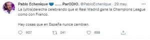 El tuit falso de Echenique sobre El Real Madrid y Franco