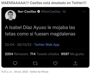 Iker Casillas y las tetas de Isabel Díaz Ayuso