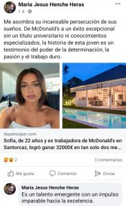 "De McDonald's a un éxito excepcional", el bulo de "Sofía, de Santorcaz"