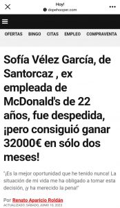 "De McDonald's a un éxito excepcional", el bulo de "Sofía, de Santorcaz"