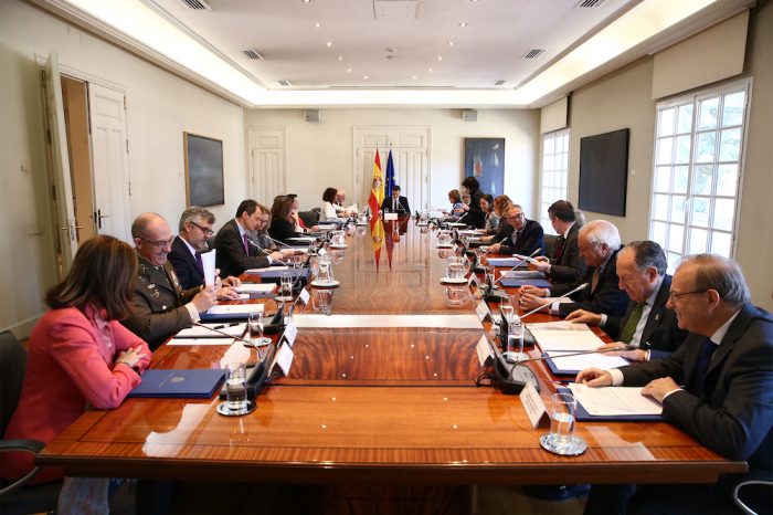 El presidente del Gobierno, Pedro Sánchez, preside en La Moncloa la reunión del Consejo de Seguridad Nacional. Foto: Fernando Calvo.
