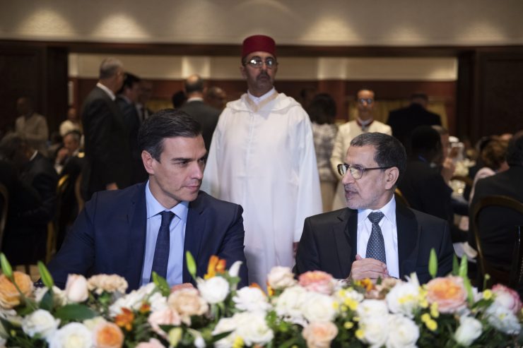 El presidente Pedro Sánchez con el primer ministro de Marruecos, Saadeddine Othamani, en la Cumbre mundial sobre migraciones de Marrakech. Foto: Moncloa / Borja Puig de la Bellacasa.