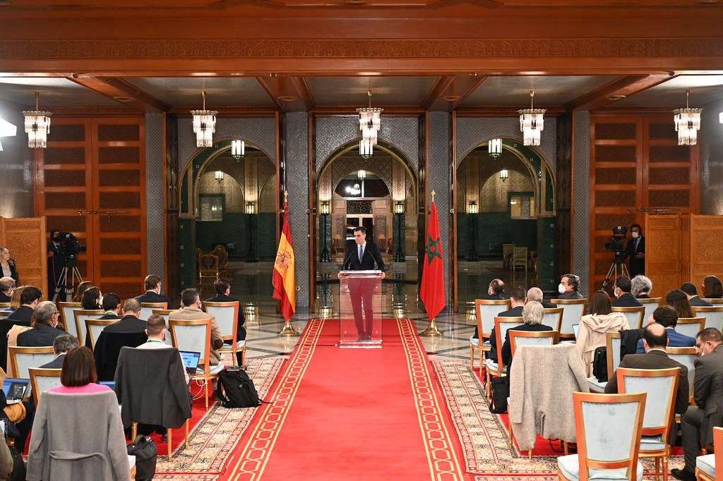 Pedro Sánchez tras su reunión con el Rey de Marruecos en abril de 2022. Fuente: Moncloa