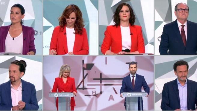 Imagen del debate emitido por Telemadrid de los candidatos a la presidencia de la Comunidad de Madrid