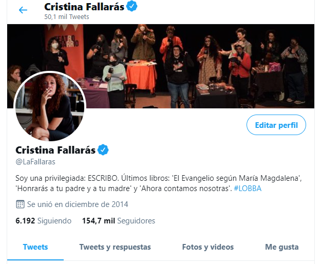 Perfil de Twitter de Cristina Fallarás