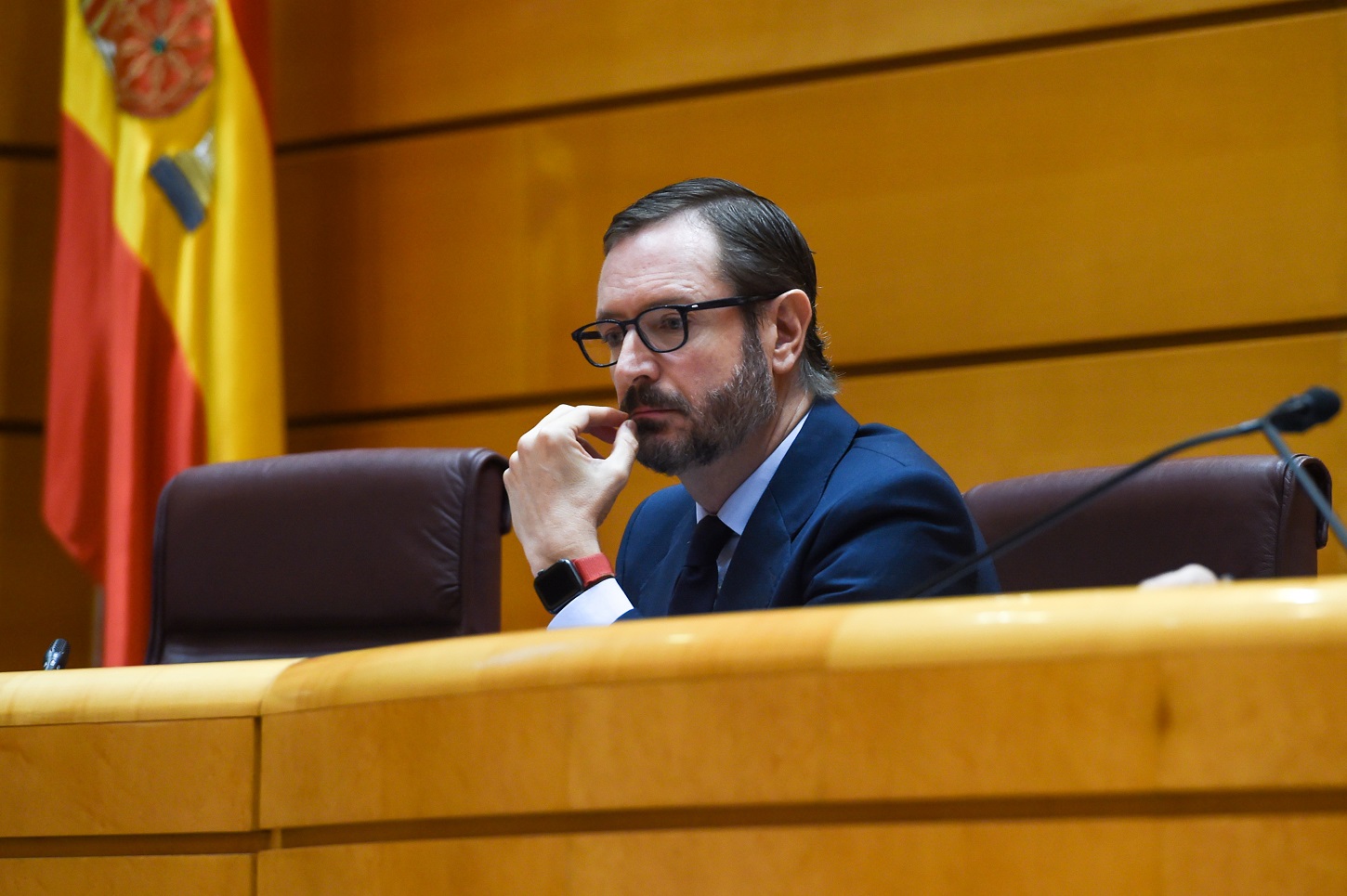El portavoz del PP en el Senado, Javier Maroto, durante una sesión plenaria en la Cámara Alta. EUROPA PRESS/Gustavo Valiente