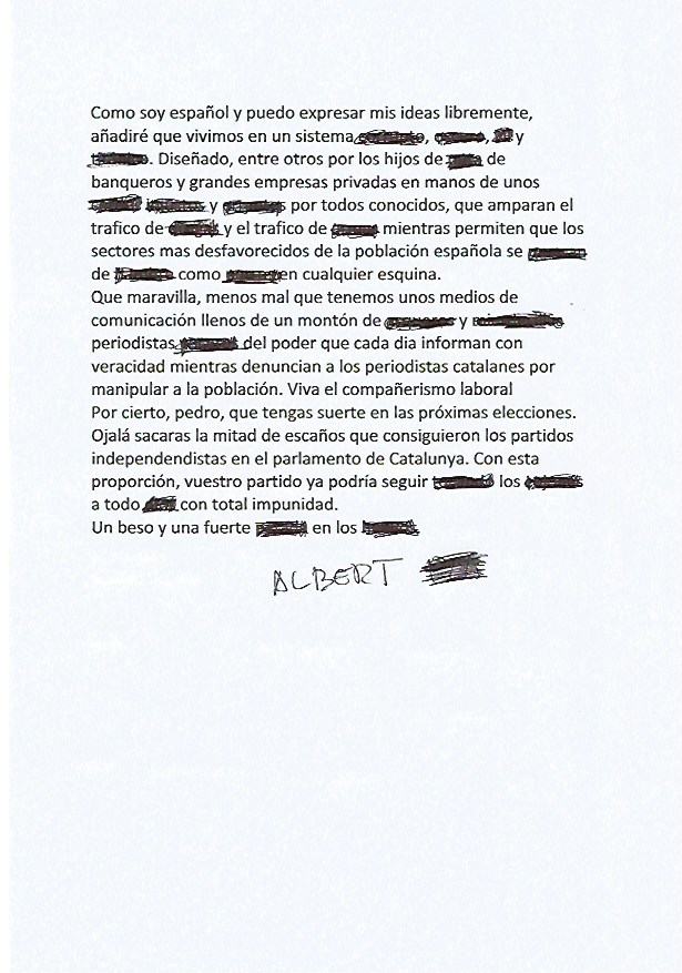 Carta de Albert Pla.