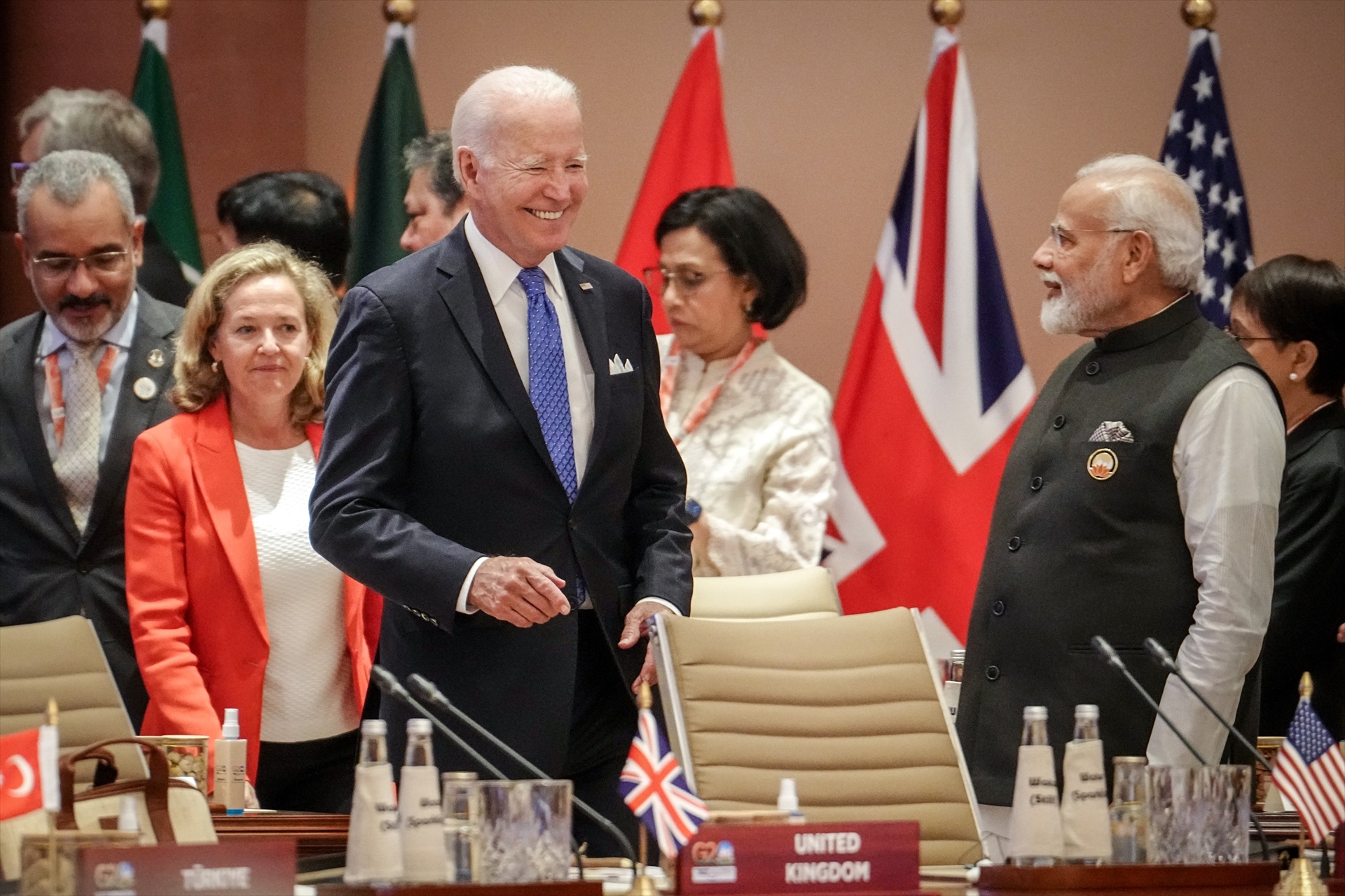 El presidente de EE. UU. Joe Biden y el primer ministro de India Narendra Modi en la reunión del G20 en India. -KAY NIETFELD / Europa Press