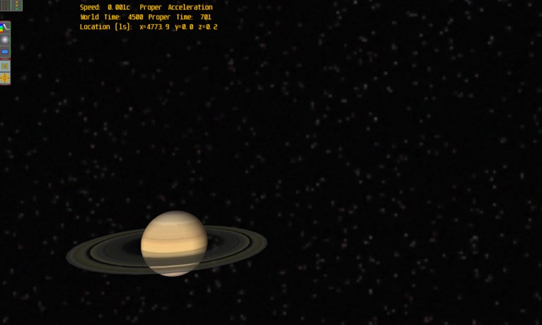 Llegada a Saturno a 0,001c.