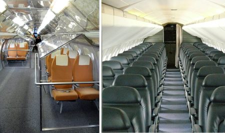 Cabina de pasajeros del Tu-144 y el Concorde