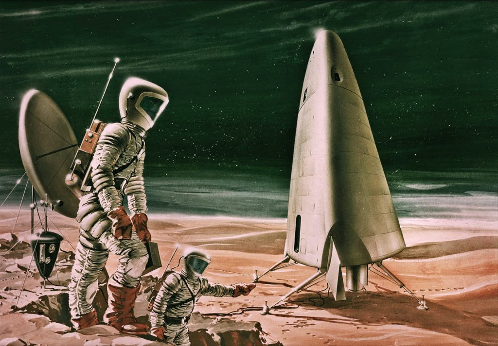 Concepción artística del Mars Excursion Module en 1964. Imagen: Wikimedia Commons.