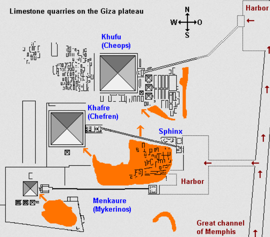 Canteras, puertos y canales de la meseta de Guiza.