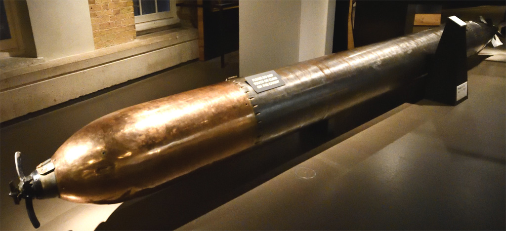 Torpedo eléctrico alemán G7e/T3 de la II Guerra Mundial. Imagen: Tomada por el autor en el Imperial War Museum, Londres.