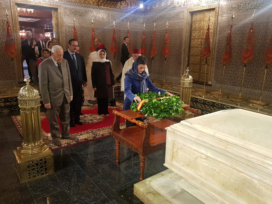 La ministra de Asuntos Exteriores, Arancha González Laya, visita el Mausoleo de Mohamed V, en Rabat, en su reciente visita a Marruecos. E.P.