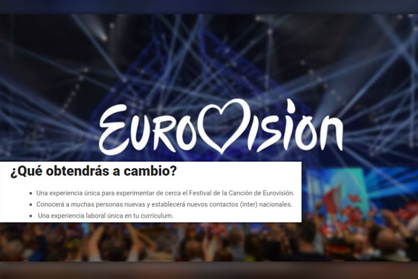 Eurovisión busca voluntarios gratis, con idiomas y que se paguen el viaje a cambio de “una experiencia laboral única en el currículum“
