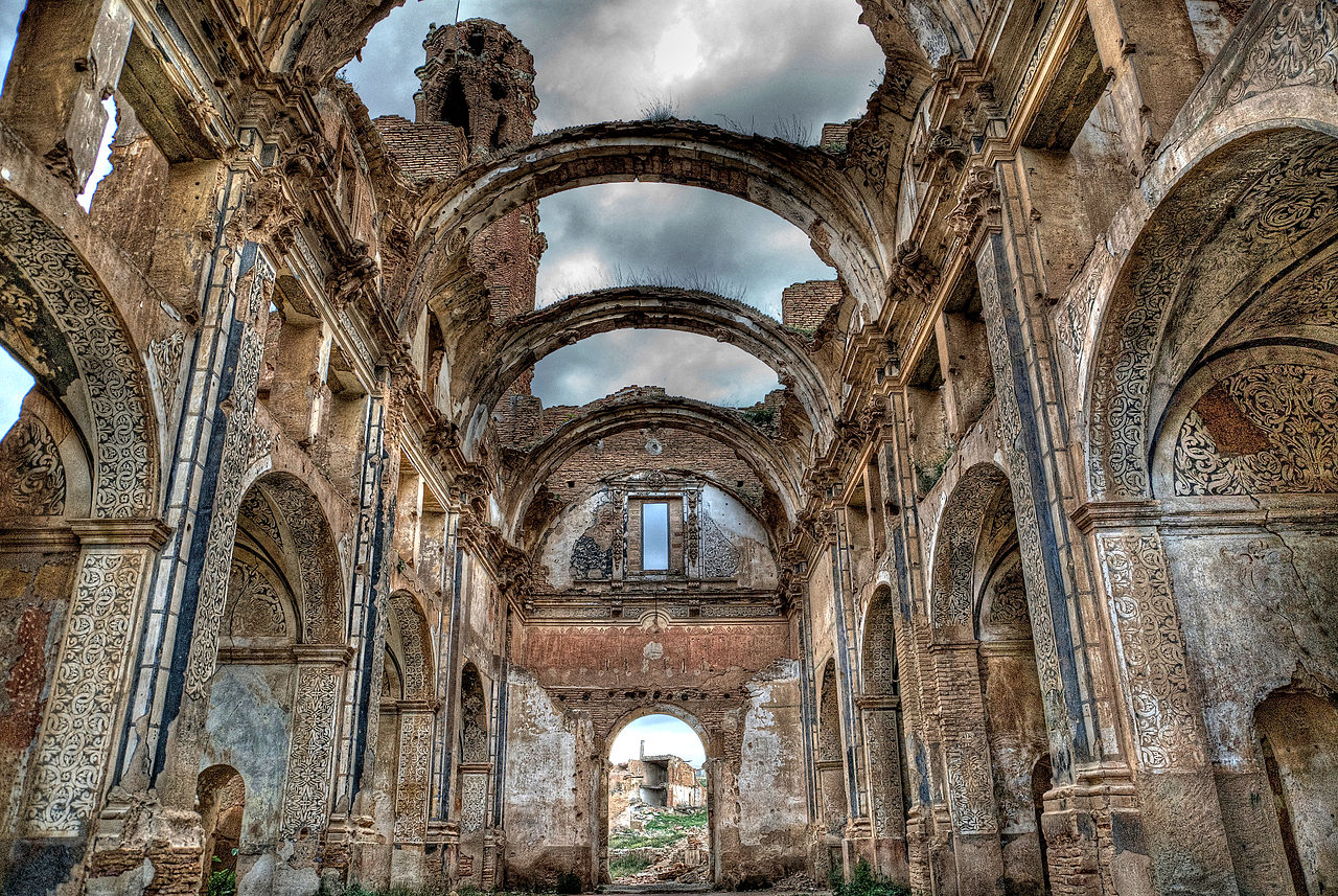 Las ruinas de una iglesia en Belchite, Zaragoza, destruida durante la Guerra Civil Española. Foto: Jesus Martínez