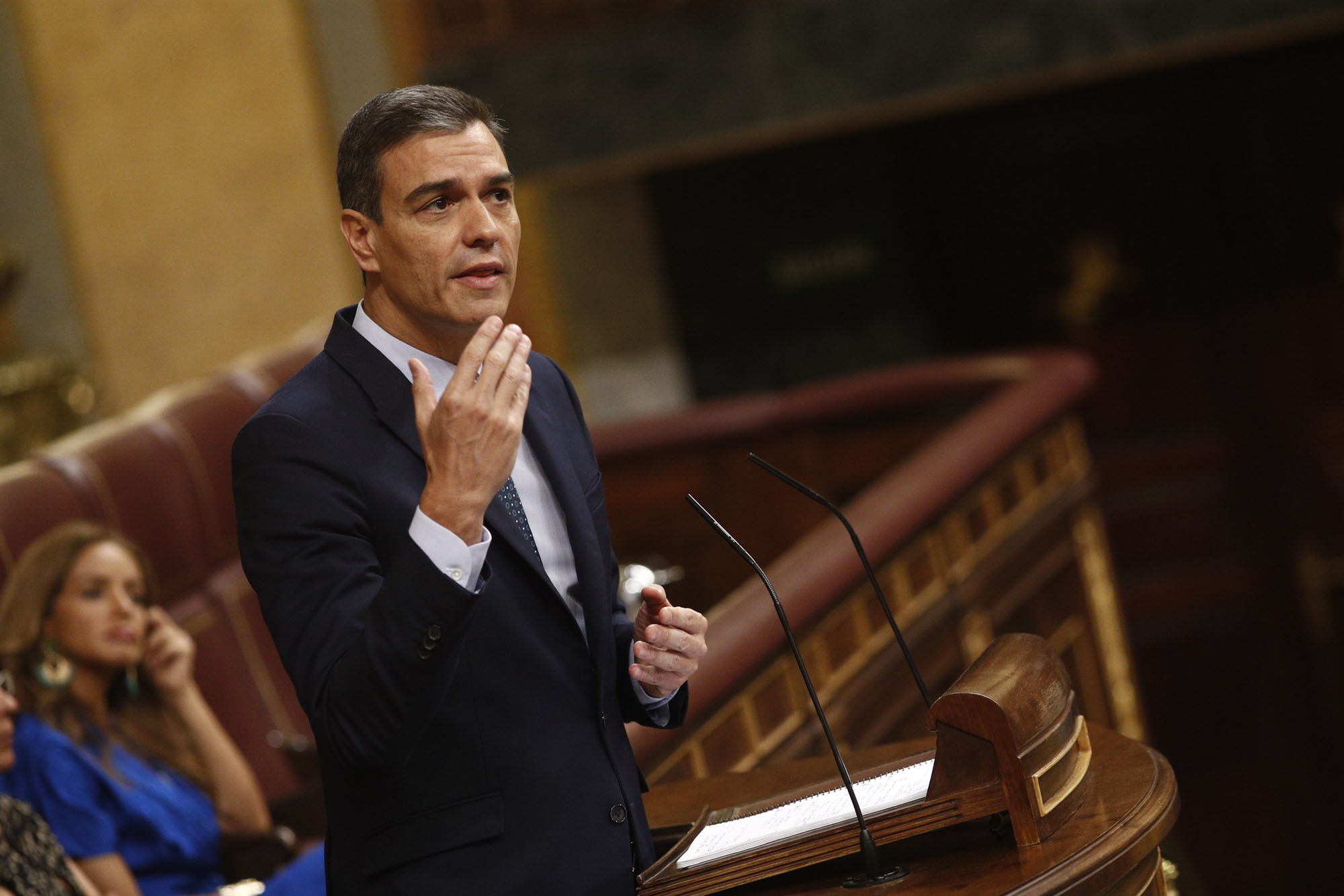 Pedro Sánchez durante el debate de investidura del pasado martes