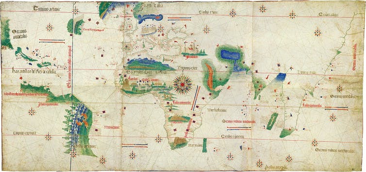 El planisferio de Cantino, un mapamundi que muestra el mundo tal y como lo conocían los portugueses de principios del siglo XVI.