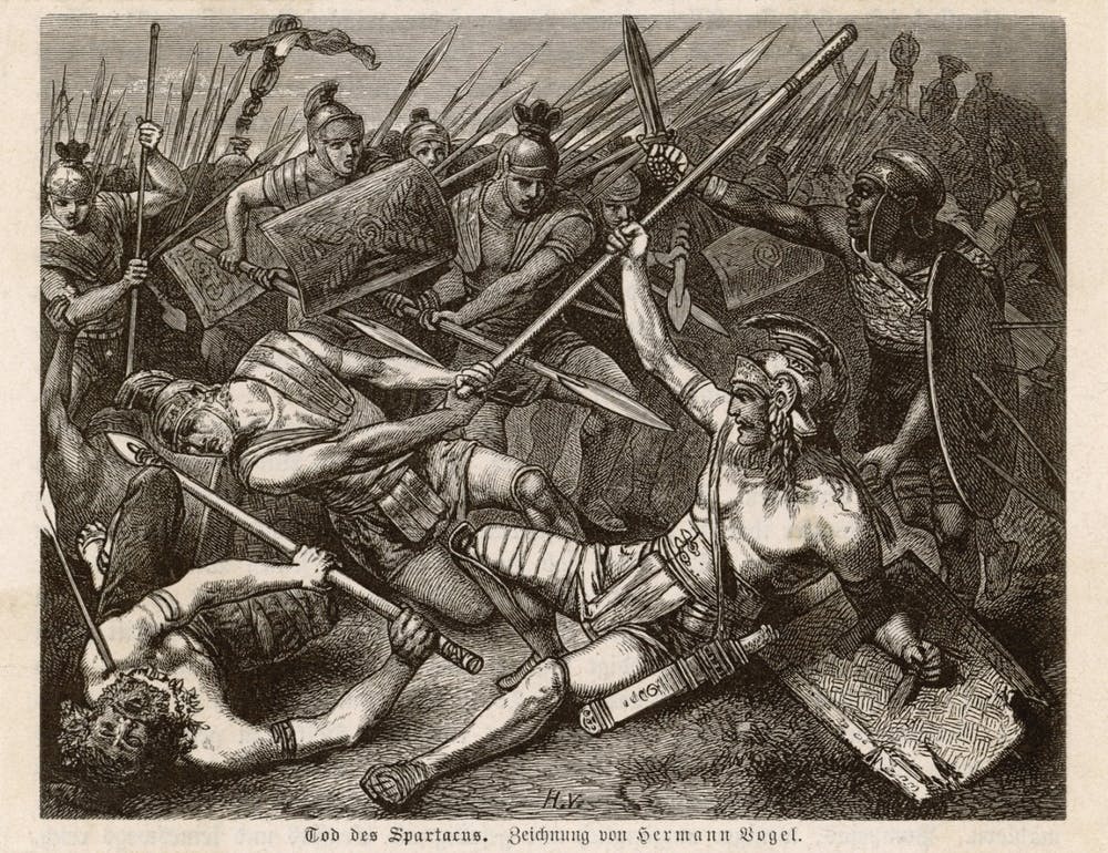 ‘La muerte de Espartaco’, esclavo y gladiador, de Hermann Vogel. Wikimedia Commons