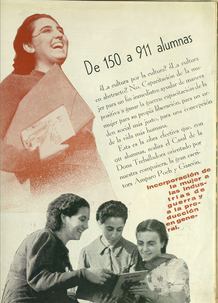 Página dedicada a la labor de Amparo Poch en el Casal de la Dona Treballadora durante la Guerra Civil, publicada en la revista Mujeres Libres, nº 12, pág. 17. 1938. CGT.ORG