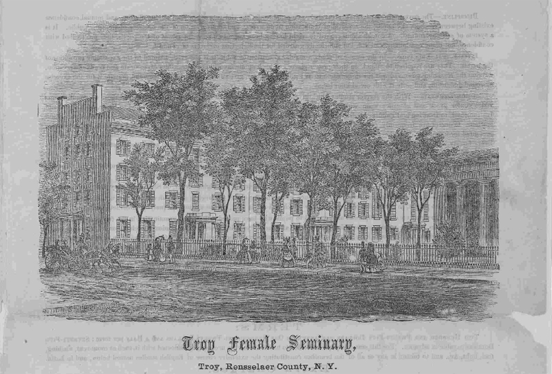 Troy Female Seminary (Troy, Rensselaer County, N. Y.) donde Eunice Foote desarrolló sus habilidades científicas experimentales (1800). Library of Congress
