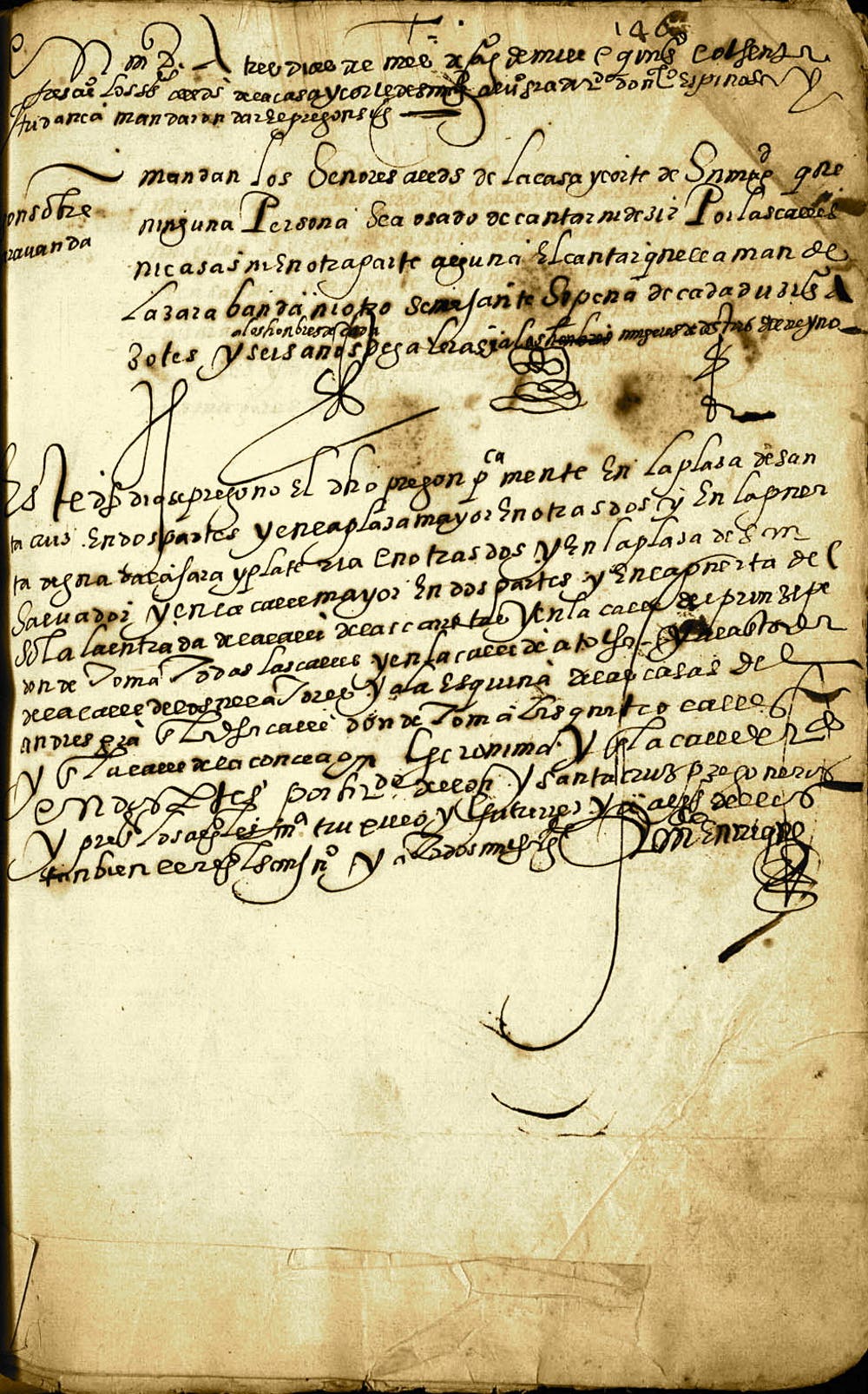 Prohibición de la zarabanda por la Sala de Alcaldes de Madrid, 3 de agosto de 1583. Archivo Histórico Nacional, Sala de Alcaldes; Consejos, lib. I, f. 146