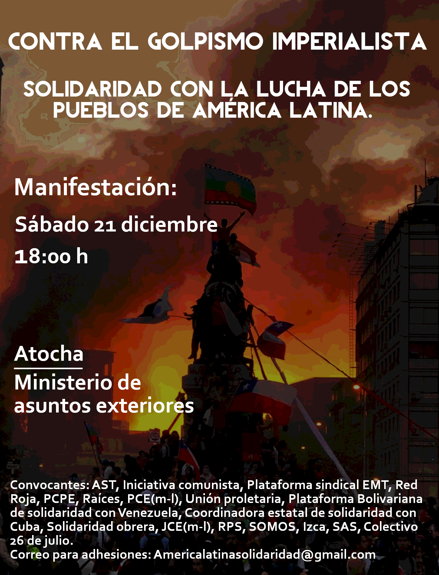 Cartel de la manifestación 'Contra el golpismo imperialista'.