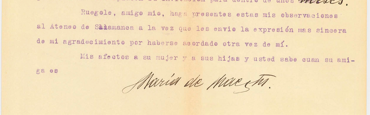 Carta de María de Maeztu. Fondo epistolar de la Casa-Museo Unamuno - Universidad de Salamanca, Author provided