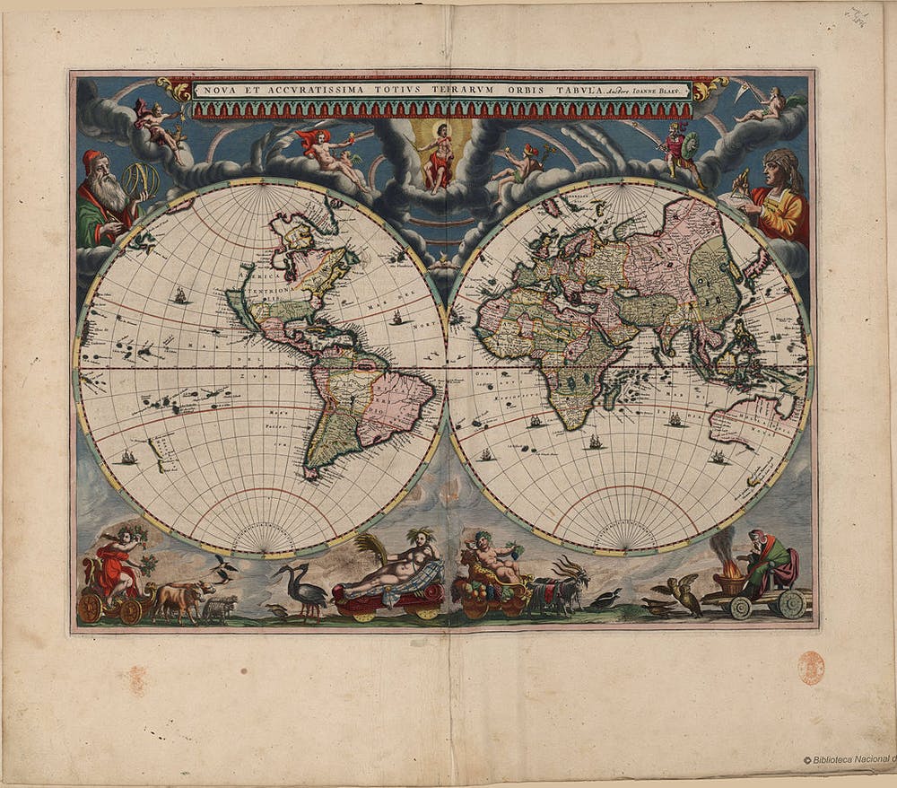 El Atlas Maior de Blaeu (1662-1672), un atlas mundial de la Edad de Oro de la cartografía holandesa/neerlandesa (c. 1570s-1670s) y obra de Willem Blaeu y su hijo Joan Blaeu, ambos cartógrafos oficiales de la Compañía Neerlandesa de las Indias Orientales. Wikimedia Commons / Biblioteca Nacional de España