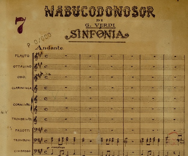Partitura de Nabucco, de Giuseppe Verdi. Archivio Storico Ricordi