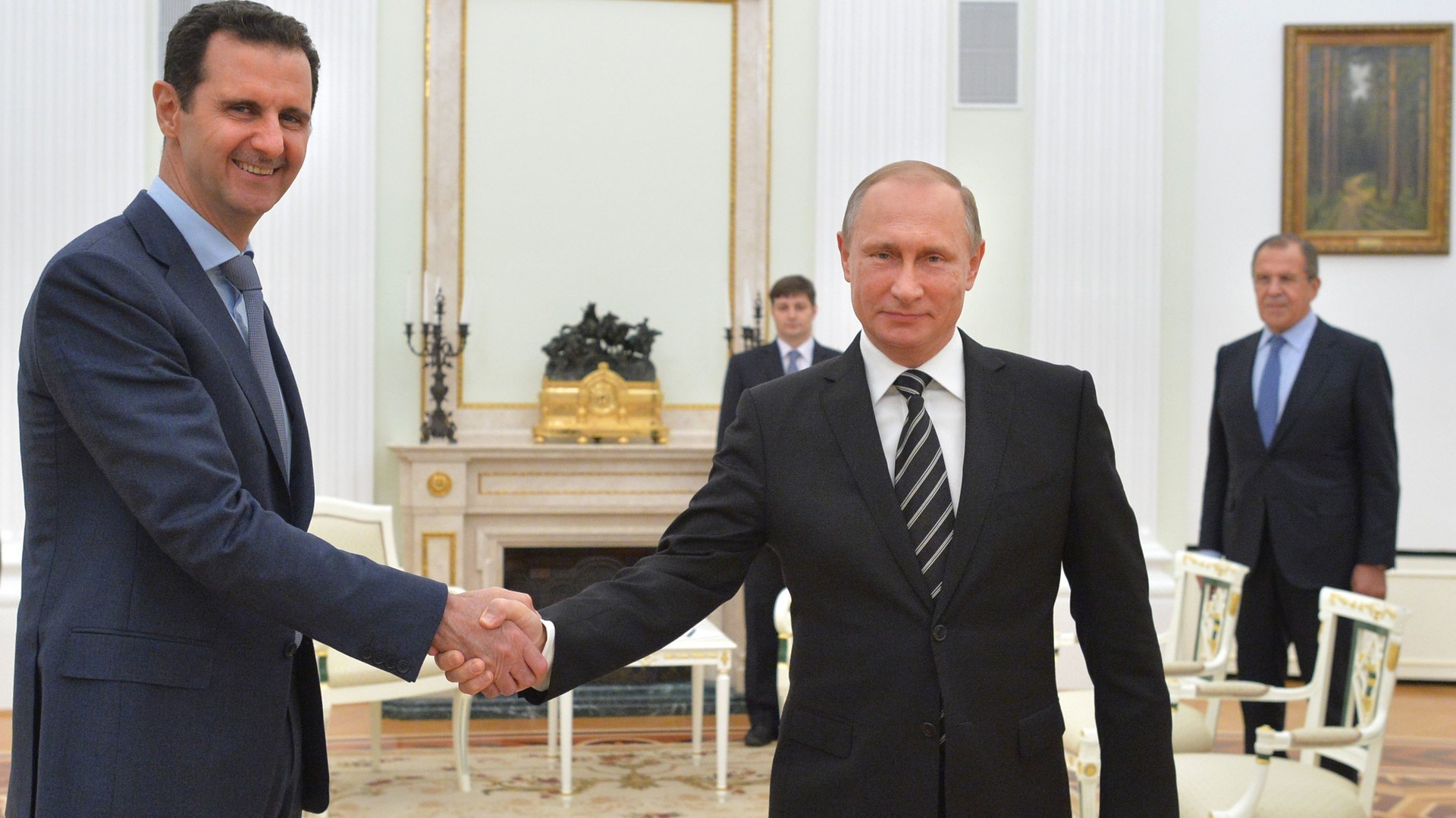 Vladimir Putin recibe a Bashar al-Assad en el Kremlin. Noviembre de 2015