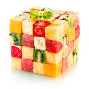 Cubo 'Rubik' de frutas. 