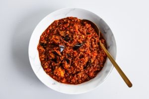 Ragú de berenjenas con cuscús. 