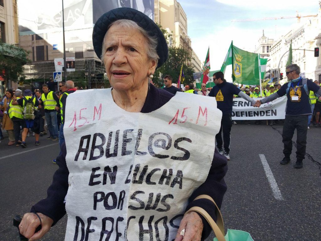 Manifestación pensionistas convocada por la COESPE el 16O en Madrid. Foto Jon Imanol Reino / #404 Comunicación Popular