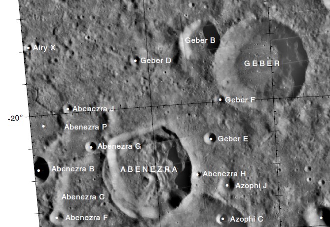 Cráteres Geber y Abenezra, Luna.