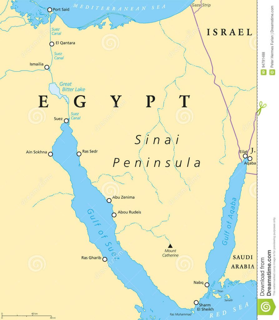 Синайский полуостров на карте Египта